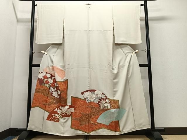 平和屋着物■中国三大刺繍 相良刺繍 色留袖 流水地紙花文 金彩 正絹 逸品 CABN9209ua