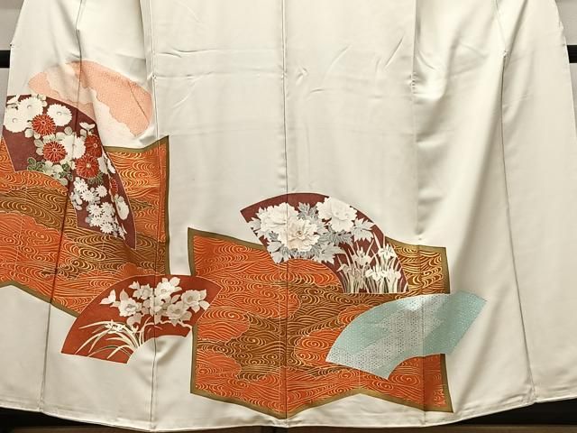 平和屋着物■中国三大刺繍 相良刺繍 色留袖 流水地紙花文 金彩 正絹 逸品 CABN9209ua
