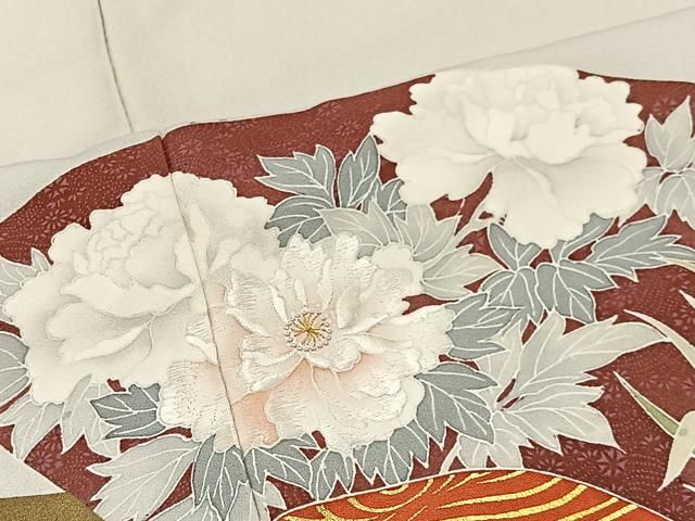平和屋着物■中国三大刺繍 相良刺繍 色留袖 流水地紙花文 金彩 正絹 逸品 CABN9209ua