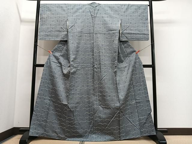 平和屋着物■上質な紬 亀甲文 正絹 逸品 CABN9234ua