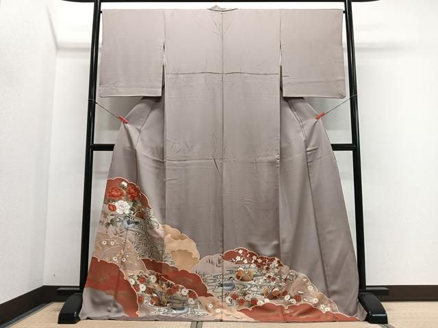 平和屋着物■豪華色留袖 流水鴛鴦花文 金銀彩 正絹 逸品 CABN9236ua