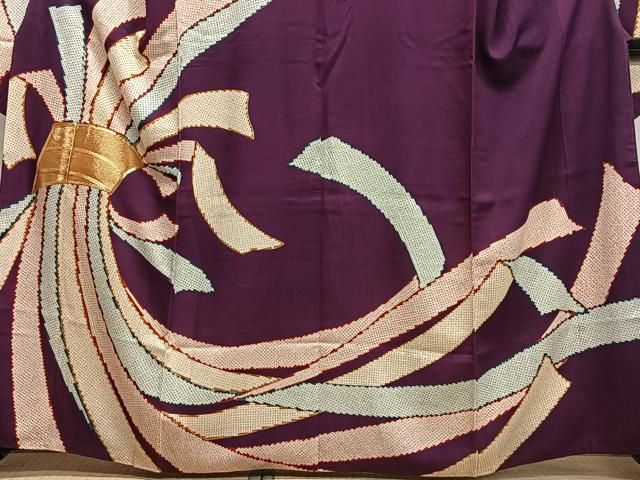 平和屋着物●豪華振袖 駒刺繍 束ね熨斗文 金糸 正絹 逸品 CABN9240ua