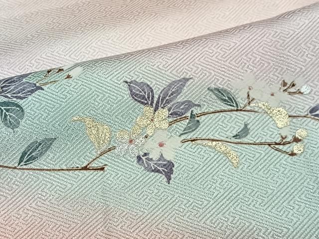 平和屋着物■訪問着 枝花文 暈し染め 金銀彩 正絹 逸品 CABN9242ua