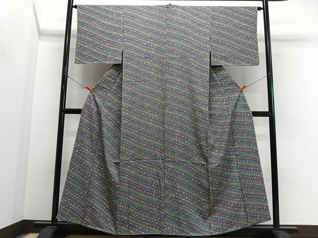 平和屋着物■上質な小紋 斜線文 正絹 逸品 未使用 CABN9243ua