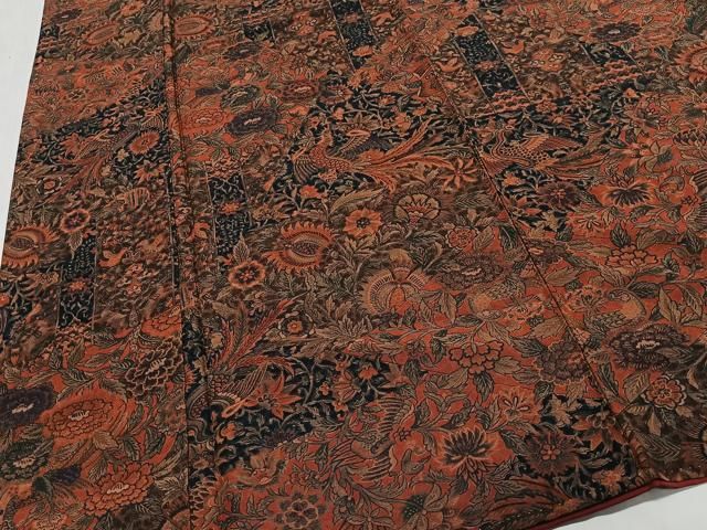 平和屋着物■上質な小紋 更紗花鳥文 正絹 逸品 CABN9246ua