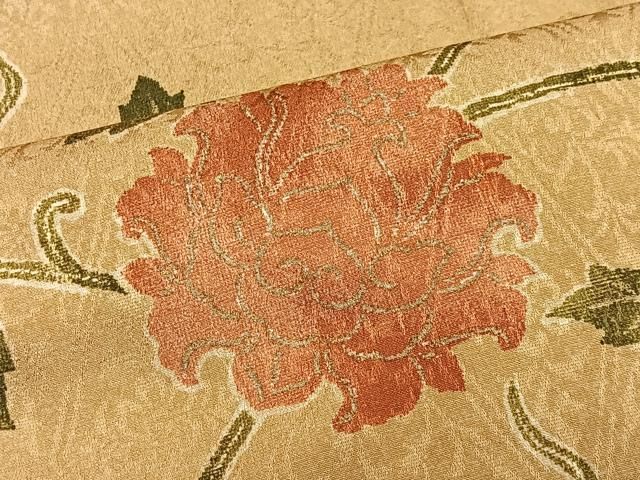 平和屋着物■訪問着 お召地 草花文 金彩 正絹 逸品 CABN9254ua