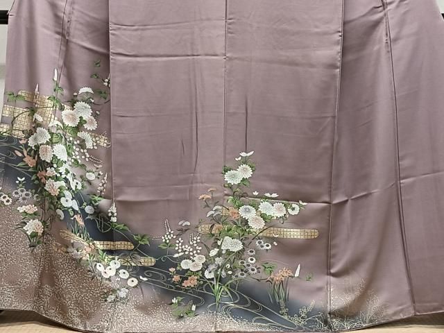 平和屋着物●訪問着 流水草花文 暈し染め 金彩 正絹 逸品 CABN9270ua
