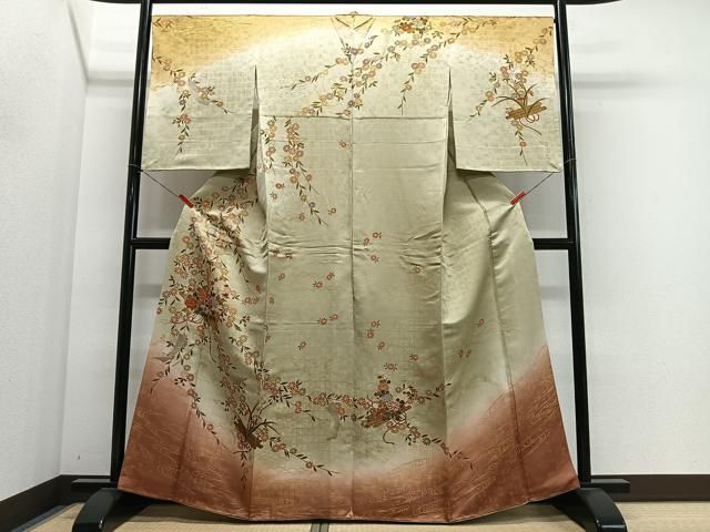 平和屋着物●訪問着 草花文 暈し染め 金彩 やまと誂製 正絹 逸品 CABN9274ua