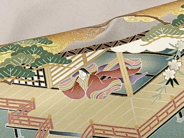 平和屋着物●豪華色留袖 人物風景文 金銀彩 正絹 逸品 CABN9360ua