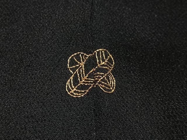 平和屋着物#羽織 総刺繍 草葉文 黒地 銀糸 正絹 逸品 CABN9384ua