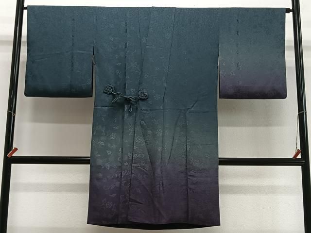 平和屋着物#道中着 リバーシブル 花唐草地紋 暈し染め ロング丈 正絹 逸品 CABN9391ua