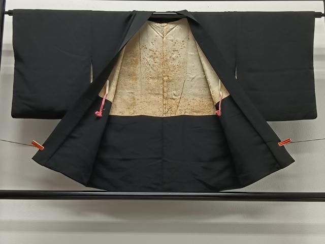 平和屋着物#羽織 総刺繍 草花文 黒地 金糸 正絹 逸品 CABN9395ua