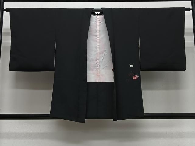 平和屋着物#羽織 総刺繍 舞葉文 黒地 正絹 逸品 CABN9398ua