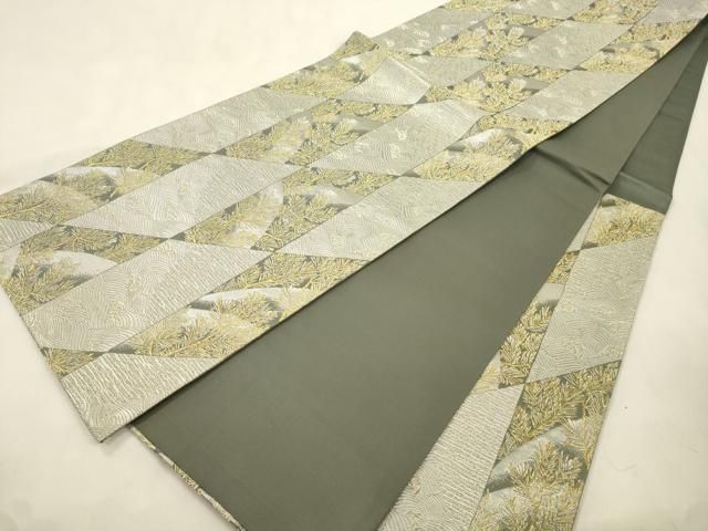 平和屋着物●六通柄袋帯 献上松波文 金銀糸 正絹 逸品 CABN9644dy