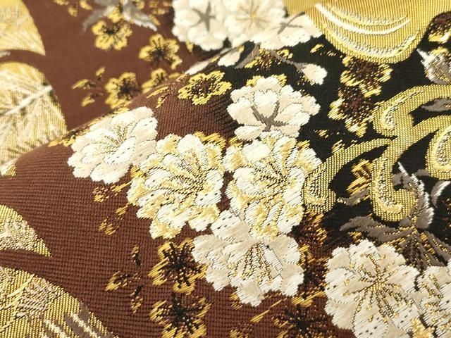 平和屋着物●西陣の名門 加納幸謹製 六通柄袋帯 唐織 松葉花文 金糸 正絹 逸品 CABN9649dy