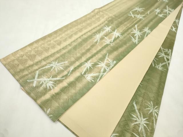 平和屋着物●全通柄袋帯 笹竹文 正絹 逸品 CABN9665dy