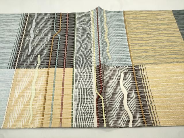 平和屋着物●太鼓柄袋帯 捩り織 幾何学文 正絹 逸品 CABN9668dy