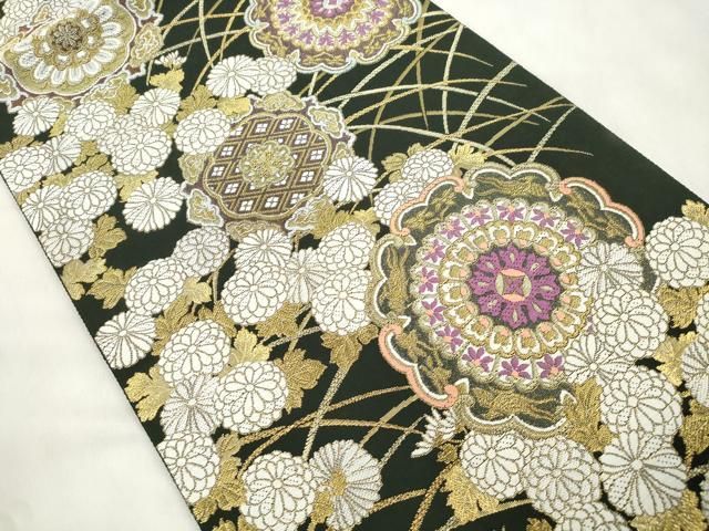 平和屋着物●西陣 京の名門 じゅらく謹製 帝王紫 六通柄袋帯 正倉院花文 金糸 正絹 逸品 CABN9671dy