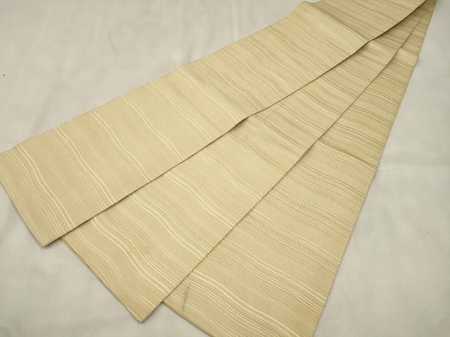 平和屋着物●本場筑前博多織 半幅帯 浅黄色 正絹 逸品 CABN9775dy