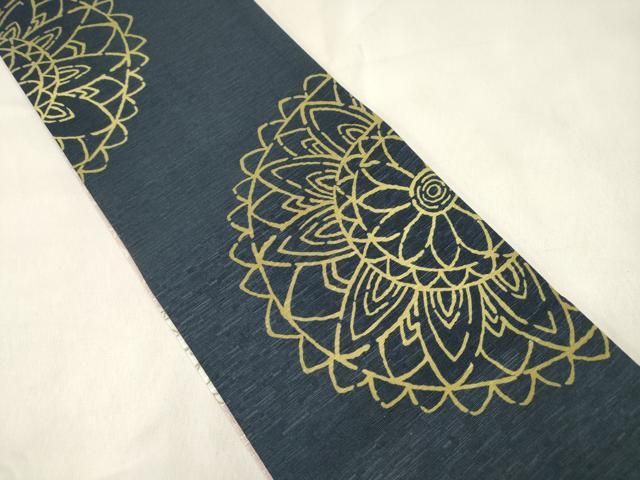平和屋着物●両面 半幅帯 花丸文 正絹 逸品 CABN9783dy