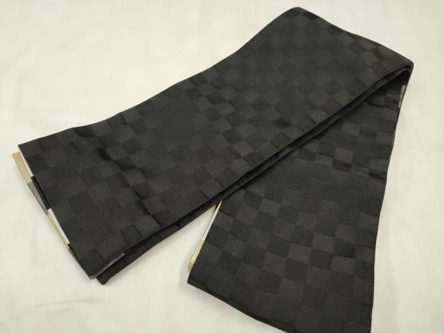平和屋着物●両面 半幅帯 格子柄 CABN9784dy