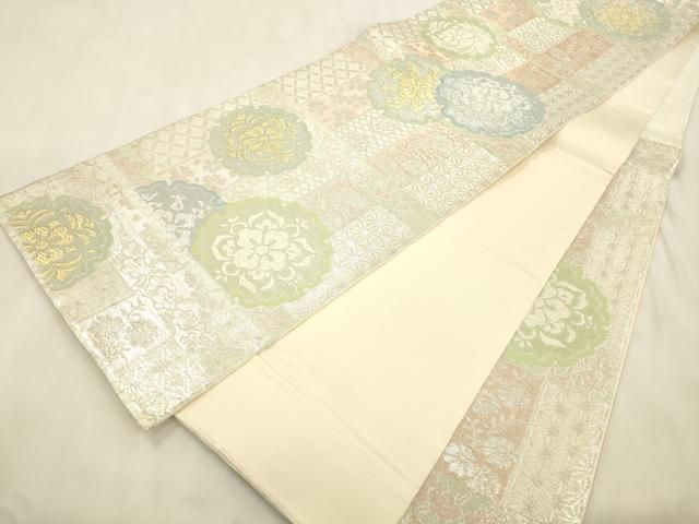 平和屋着物●西陣 川島織物 六通柄袋帯 幾何学花文 金銀糸 正絹 逸品 CABN9808dy
