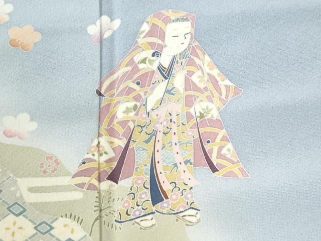 平和屋着物●友禅作家 岡部修治 訪問着 道長人物吉祥花文 暈し染め 正絹 逸品 CABO0001yc