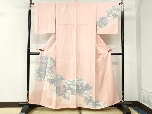 平和屋着物●訪問着 絞り 道長飛鶴舞花文 暈し染め 正絹 逸品 CABO0004yc