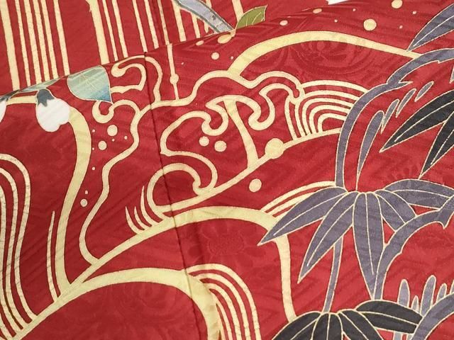 平和屋着物●豪華振袖・長襦袢セット 駒刺繍 立波色紙重ね枝菊文 金彩 正絹 逸品 CABO0006yc