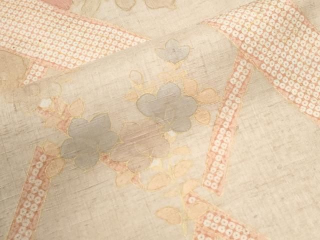 平和屋着物●訪問着 紬地 刺繍 籬牡丹花文 正絹 逸品 CABO0009yc