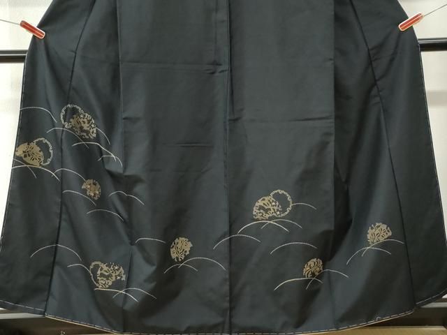 平和屋着物●中国三大刺繍 相良刺繍 総刺繍 訪問着 紬地 刺し子 芝草雪輪花文 黒地 正絹 逸品 未使用 CABO0010yc