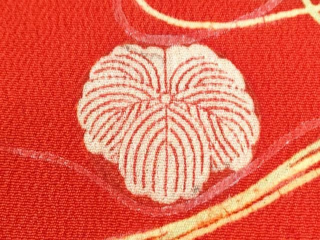 平和屋本店●アンティーク 大正ロマン 振袖 刺繍 檜扇霞草花文 暈し染め 正絹 逸品 CABO0031yc