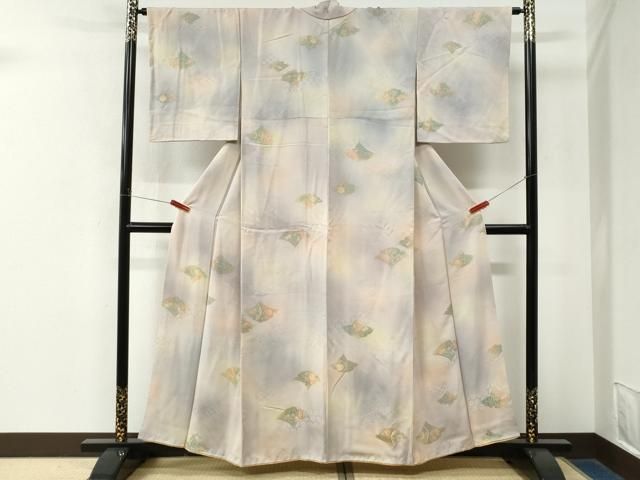 平和屋着物●上質な小紋 地紋起こし 吉祥花唐草文 暈し染め 正絹 逸品 CABO0036yc