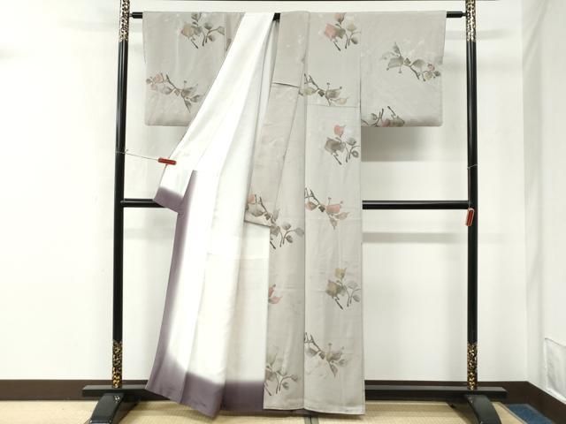 平和屋着物●上質な小紋 地紋起こし 草花文 正絹 逸品 CABO0037yc