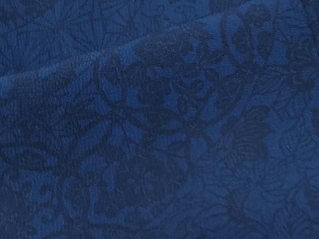 平和屋着物●上質な小紋 藍 型染め 草花文 正絹 逸品 CABO0041yc