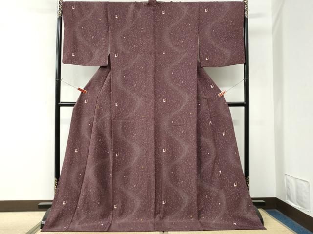 平和屋着物●上質な小紋 三日月 星 兎 ロング丈 正絹 逸品 CABO0043yc