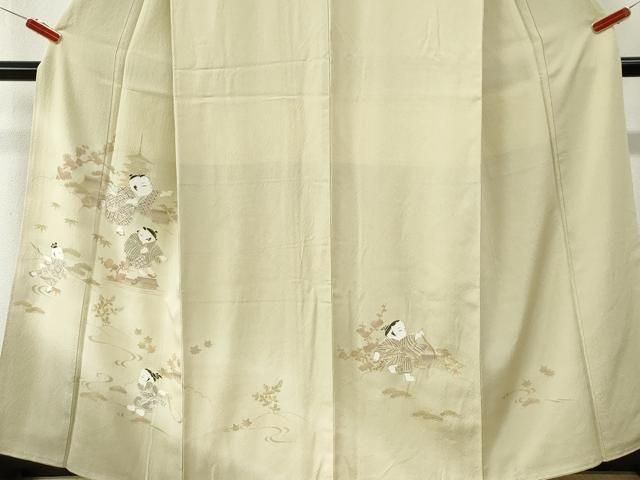 平和屋着物●訪問着 駒刺繍 童子風景文 暈し染め 金彩 正絹 逸品 CABO0046yc