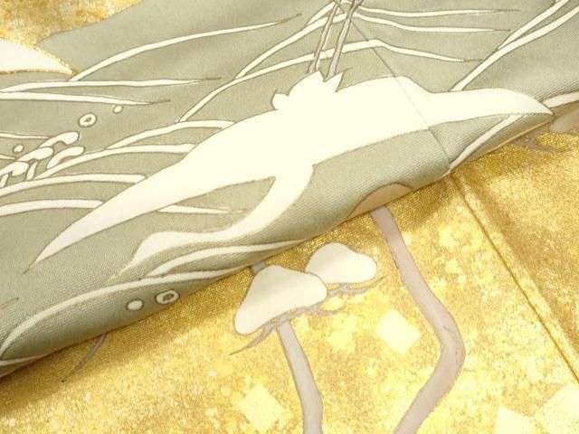平和屋着物●豪華色留袖 作家物 駒刺繍 飛鶴浜松文 金彩 正絹 逸品 CABO0055yc