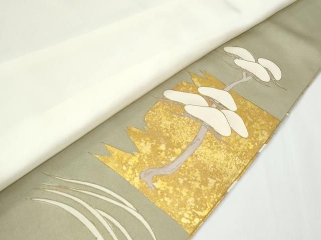 平和屋着物●豪華色留袖 作家物 駒刺繍 飛鶴浜松文 金彩 正絹 逸品 CABO0055yc