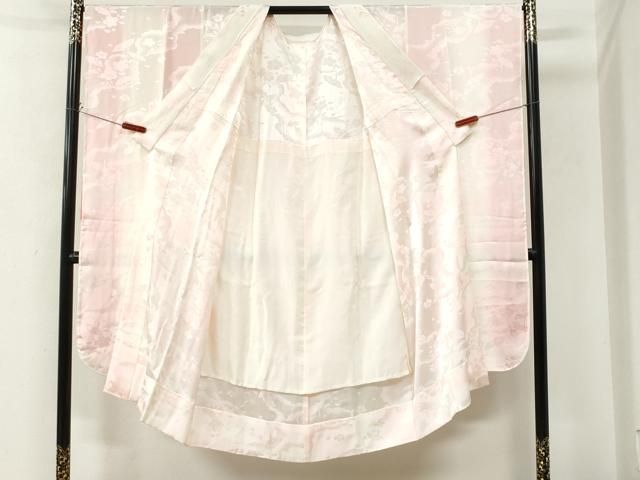 平和屋着物●豪華振袖・長襦袢セット 牡丹花車文 暈し染め 黒地 金彩 半衿刺繍 正絹 逸品 CABO0056yc
