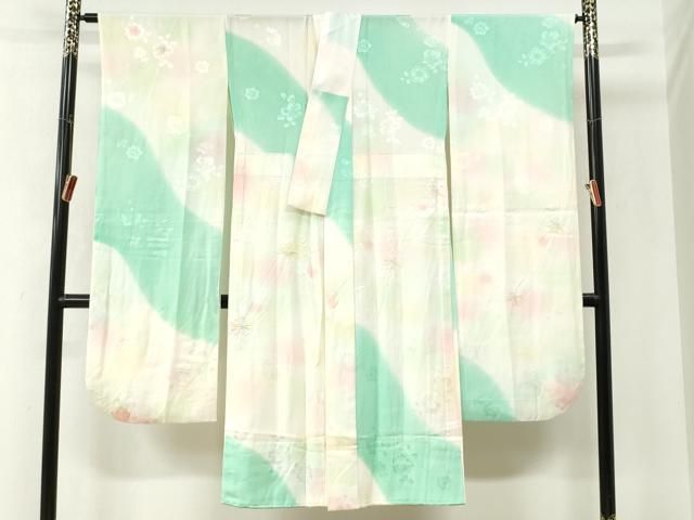 平和屋着物●豪華振袖・長襦袢セット 辻が花 暈し染め 銀通し地 正絹 逸品 CABO0057yc