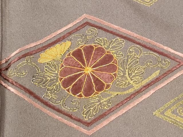 平和屋着物●訪問着 駒刺繍 菱菊唐草文 金彩 正絹 逸品 CABO0059yc