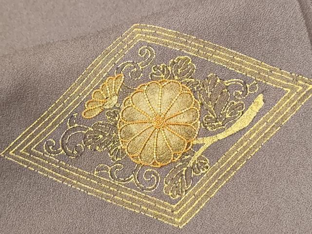 平和屋着物●訪問着 駒刺繍 菱菊唐草文 金彩 正絹 逸品 CABO0059yc