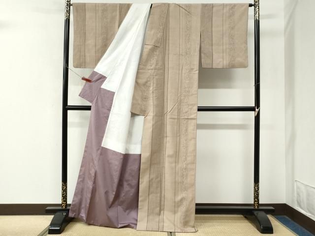 平和屋着物●結城紬 100亀甲 花間道 正絹 逸品 CABO0064yc