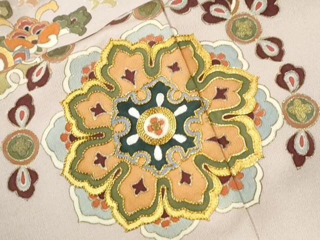 平和屋着物●豪華色留袖 駒刺繍 鳳凰花唐草文 金彩 正絹 逸品 CABO0095yc
