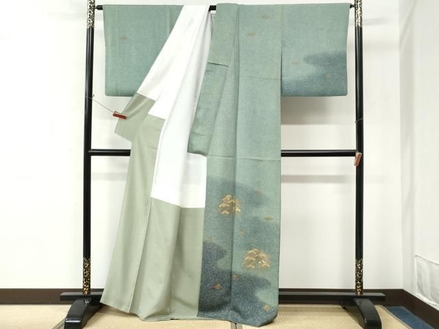 平和屋着物●訪問着 枝垂れ花松文 暈し染め 金通し地 正絹 逸品 CABO0100yc