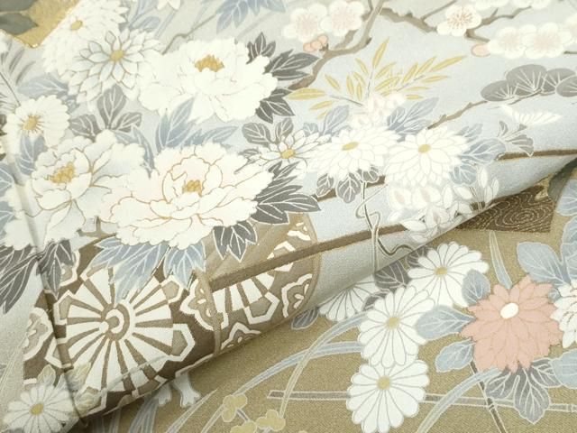 平和屋着物●豪華色留袖 友禅 駒刺繍 地紙雪輪花車文 暈し染め 金彩 正絹 逸品 未使用 CABO0107yc