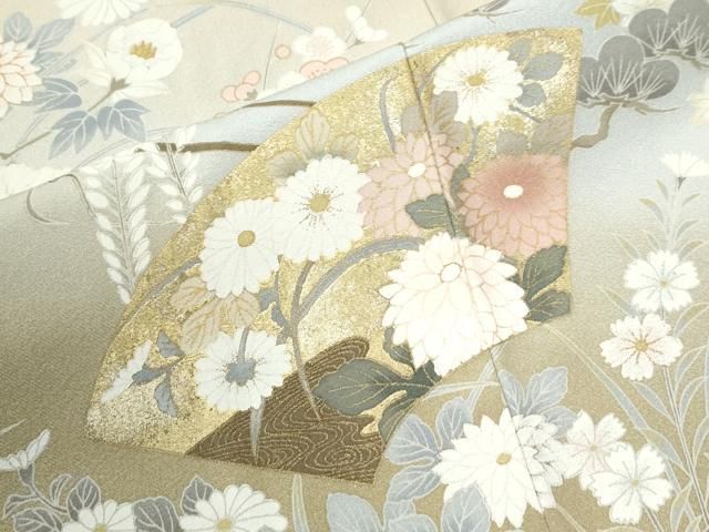 平和屋着物●豪華色留袖 友禅 駒刺繍 地紙雪輪花車文 暈し染め 金彩 正絹 逸品 未使用 CABO0107yc