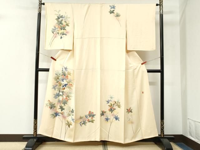 平和屋着物●訪問着 友禅 作家物 休み鳥枝花文 暈し染め 正絹 逸品 CABO0110yc