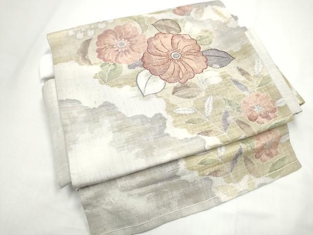 平和屋着物●ワンタッチつけ帯 紬地 舞花文 正絹 逸品 CABO1608hy